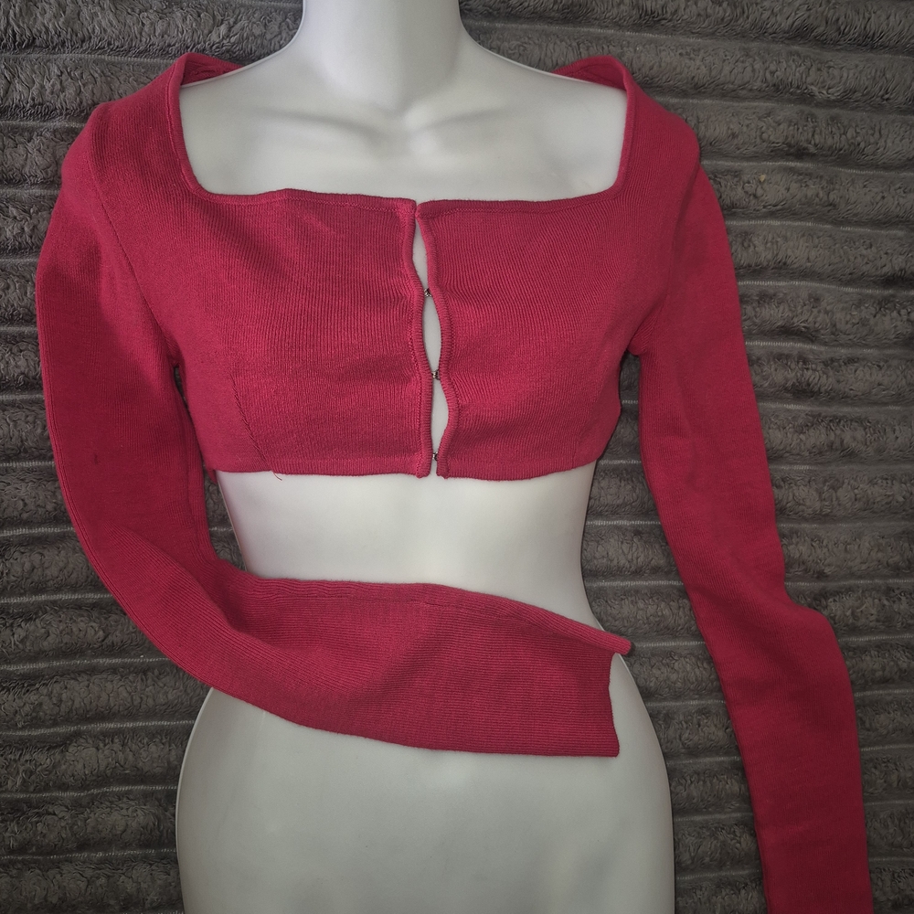 Chic Pink Long Sleeve Crop Top